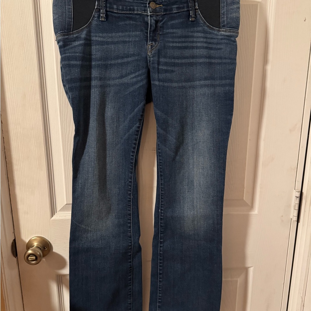 Isabel Maternity by Ingrid & Isabel Dark Blue Boot Cut Jeans (under belly)